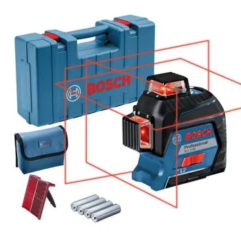   BOSCH 0601063S00 GLL 3-80 Vonallézer + 4 db 1,5 V-os LR6 (AA) + Lézer céltábla + Szerszámkoffer