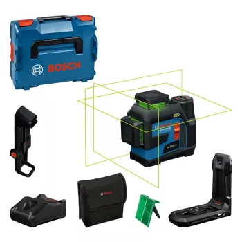   BOSCH 0601065401 GLL 12V-100-33 CG zöld vonallézer + LB 10 + DK 20 + GBA 12V 2.0Ah akku + GAL 12-40 gyorstöltő + L-boxx