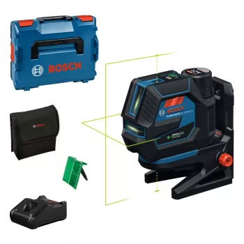   BOSCH 0601066S02 GCL 12V-50-22 CG zöld kombilézer + RM 20 tartó + GBA 12V 2.0Ah akku + GAL 12V-40 gyorstöltő + L-boxx