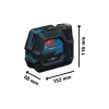   BOSCH 0601066S02 GCL 12V-50-22 CG zöld kombilézer + RM 20 tartó + GBA 12V 2.0Ah akku + GAL 12V-40 gyorstöltő + L-boxx