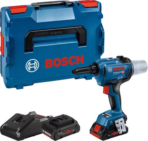 BOSCH 06019K5001 GRG 18V-16 C Akkus popszegecselő 2x ProCORE18V 4.0 Ah akkuval, 1x GAL 18V-40 gyorstöltővel L-BOXX 136-ban