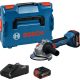 BOSCH 06019N9003 GWS 18V-8 Akkus Sarokcsiszoló (2x5,0 Ah akkuval; GAL 1840 töltővel; csiszolótárcsa 125mm) L-Boxx-ban