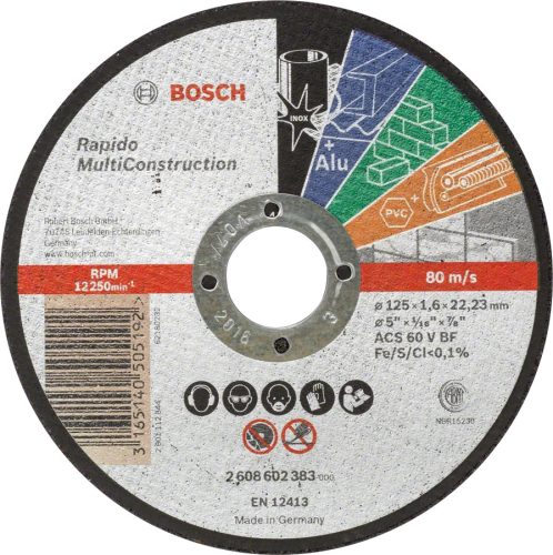 BOSCH 2608602383 Rapido MultiConstruction ACS 46 V BF Rapido egyenes ACS 46 V BF, 125 mm, 1,6 mm