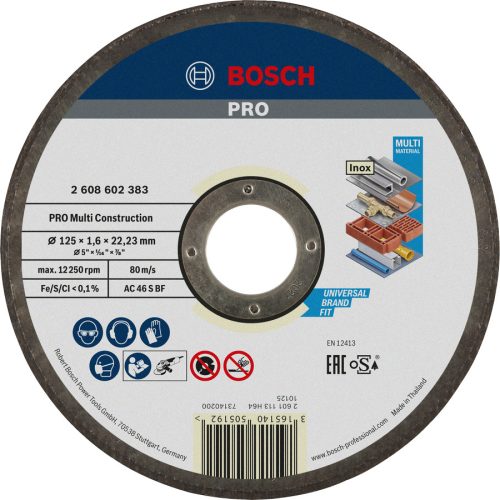 BOSCH 2608602383PRO Multi Material ACS 46 V BF Rapido egyenes ACS 46 V BF, 125 mm, 1,6 mm