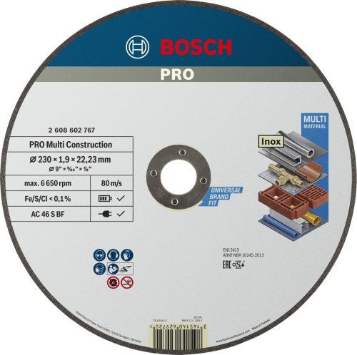 BOSCH 2608602767 PRO Multi Construction ACS 46 V BF Rapido egyenes ACS 46 V BF, 230 mm, 1,9 mm