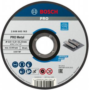 BOSCH 2608603163 PRO Metal vágótárcsa kis sarokcsiszolóhoz A 60 T BF egyenes A 60 T BF, 115 mm, 22,23 mm, 1,6 mm