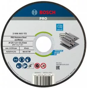 BOSCH 2608603172 PRO Stainless Steel and Metal AS 46 T INOX BF egyenes WA 60 T BF, 125 mm, 22,23 mm, 1,6 mm