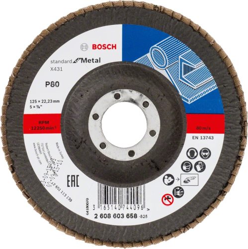 BOSCH 2608603658 X431 Standard for Metal legyezőtárcsák, hajlított változat  125 mm, 22,23 mm, 80