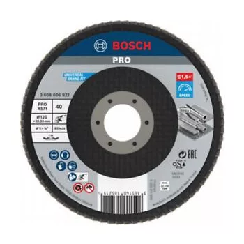   BOSCH 2608606922 X571 PRO Metal X571 legyezőtárcsa, hajlított változat, fíber, kis méretű sarokcsiszolókhoz, D= 125 mm; G= 40, hajlított