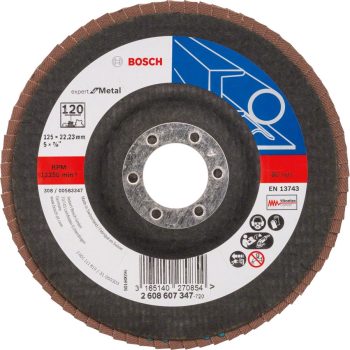   BOSCH 2608607347 X551 Expert for Metal legyezőtárcsa fémhez, kúpos, üvegszövet alátéttányér, Zirkon 125 x 22,23 mm, P120