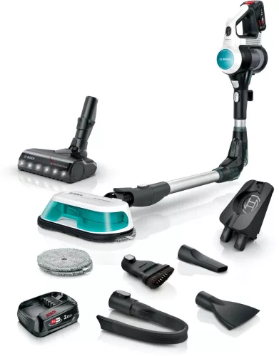 BOSCH BCS712HYG5 Serie|7 ProHygienic Aqua Akkumulátoros porszívó | Unlimited 7 | 18 V / 2 db 3 Ah Li-Ion akku | Fehér
