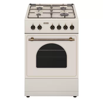   EVIDO FREE GE55C gáztűzhely, rusztikus design, 50x55 cm, elektromos sütő, 48 l, bézs/bronz