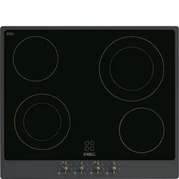   SMEG KERÁMIA FŐZŐLAP, Colonial design, 60 cm, 4 főzőzóna, antracit