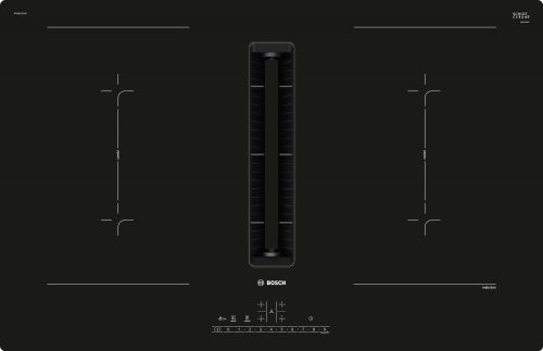 BOSCH PVQ811F15E Serie|6 Beépíthető indukciós főzőlap, beépített elszívóval | DirectSelect | PowerBoost | CombiZone | AutoOn | 80 cm | Fekete
