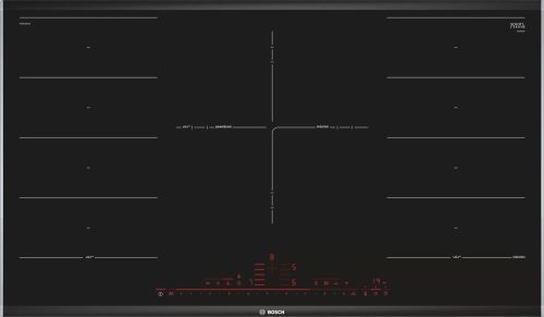 BOSCH PXV975DV1E Serie|8 Beépíthető indukciós főzőlap | DirectSelect Premium | PowerBoost | PanBoost | Komfort Profil | FlexInduction | Wifi | 90 cm | Fekete