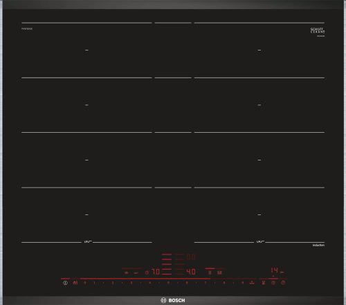 BOSCH PXY675DE3E Serie|8 Beépíthető indukciós főzőlap | DirectSelect Premium | PowerBoost | PanBoost | Kiterjesztett FlexZone | Komfort Profil | PerfectCook | 60 cm | Fekete