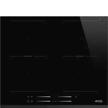   SMEG INDUKCIÓS FŐZŐLAP, Universal design, 60 cm, 4 főzőzóna, 2 MultiZone híd zóna, lekerekített él, fekete üveg