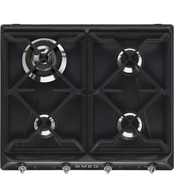   SMEG GÁZ FŐZŐLAP, Victoria design, 60 cm, 4 gázégő, fekete